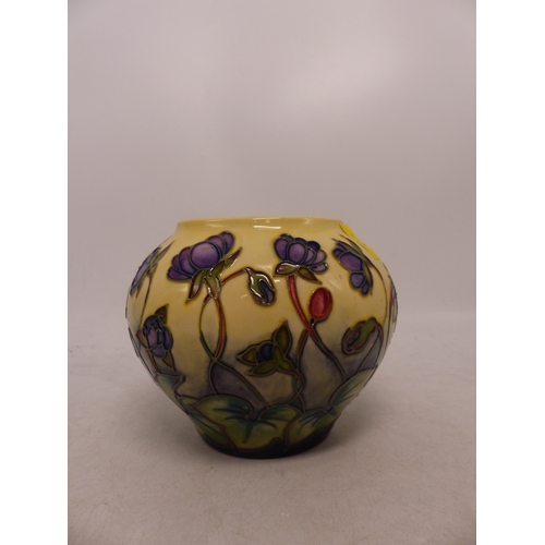 418 - Moorcroft Hepatica Design Squat Form Vase. Height: 11cm