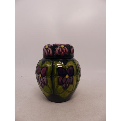 421 - Moorcroft Violet Design Small Ginger Jar. Height: 10cm