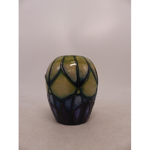 424 - Moorcroft Indigo Design Small Ovoid Vase. Height: 9cm