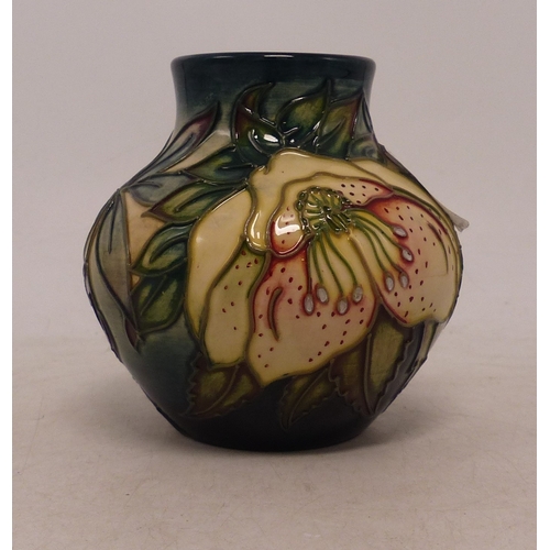 44 - Boxed Moorcroft Hellebore Vase of Squat Form. Height: 8cm