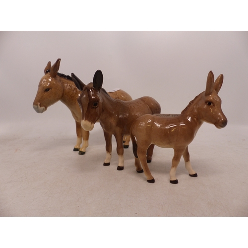 499 - Beswick Donkey Family including Donkey, Jenny and Foal (3)