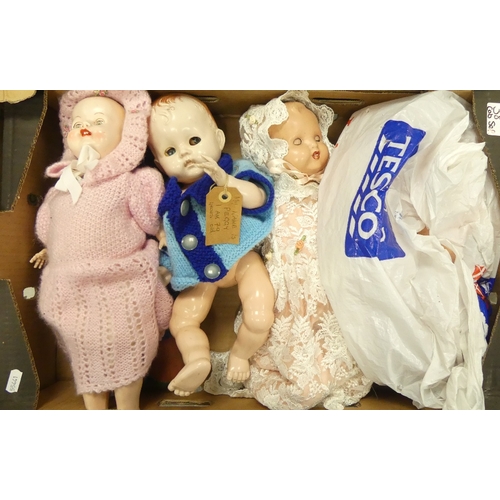 38 - A Collection of Vintage Dolls One Peggy 79 Years Old And a Bag Of Doll Body Parts Etc(1Tray)