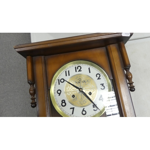 587 - A Large Wooden Vienna Clock Height 66cm