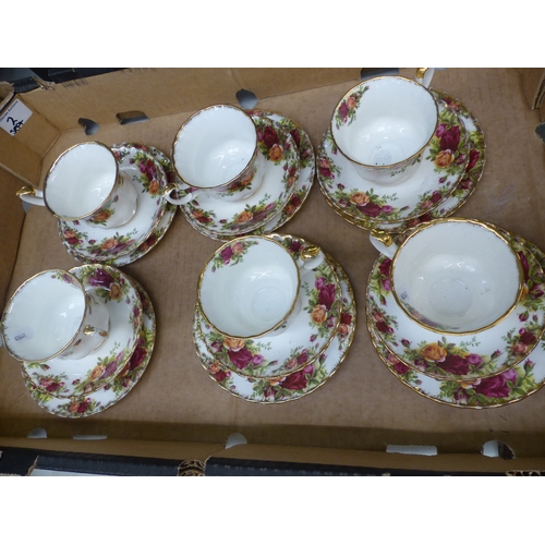 2 - Royal Albert Old Country Roses pattern items to include 6 tea trios (18 pieces total, minor loss to ... 