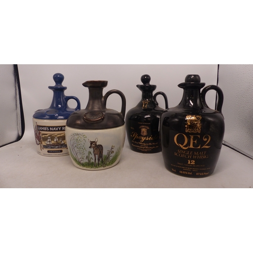 290 - Four Ceramic Whisky Decanters to include Colley Arts handpainted decanter, Speyside 17 Years, Lambs ... 