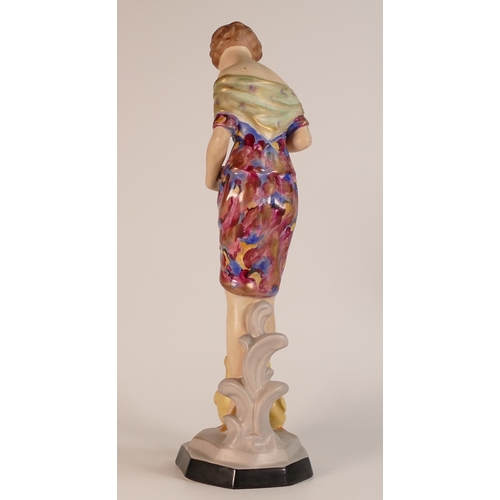 104 - E. Kwasnitschka for Royal Dux, c.1930's Earthenware Figure modelled as a lady with goslings. Height ... 