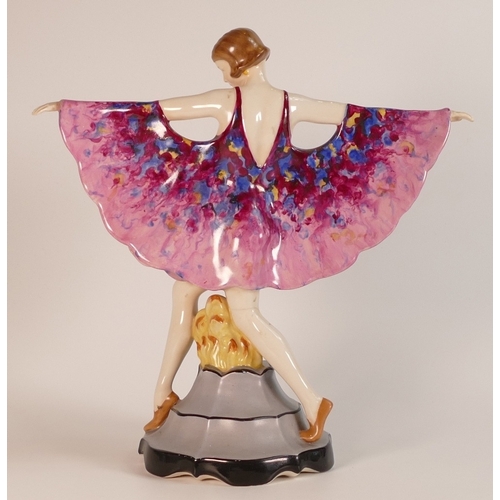 105 - Royal Dux, c. 1920's Art Deco Earthenware figure modelled as a flapper girl with batwing dress. Roya... 