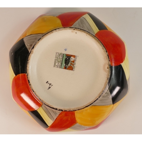 116 - Susie Cooper for Grays Pottery, Octagonal Bowl decorated in Vivid Geometric Patterns. Diameter: 18cm