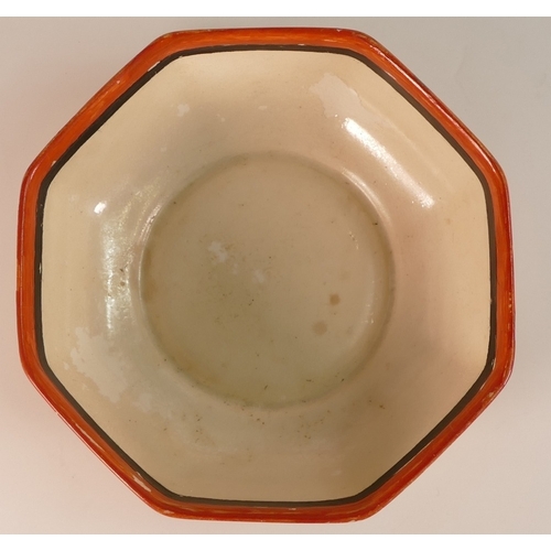 116 - Susie Cooper for Grays Pottery, Octagonal Bowl decorated in Vivid Geometric Patterns. Diameter: 18cm