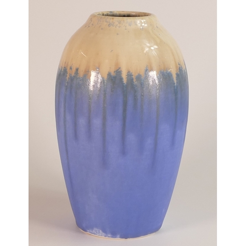 120 - Ruskin Crystalline Glaze Vase in Blue and White. Height: 21.5cm