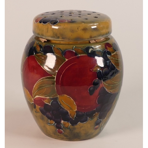 123 - William Moorcroft, Pot Pourri Vase in the Pomegranate Pattern on Ochre Ground dated 1914. Unusual Pi... 