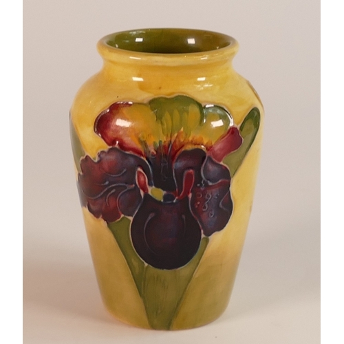 127 - Moorcroft, Small Vase in the Orchid Design on unusual Yellow Ground. Height: 9.5cm