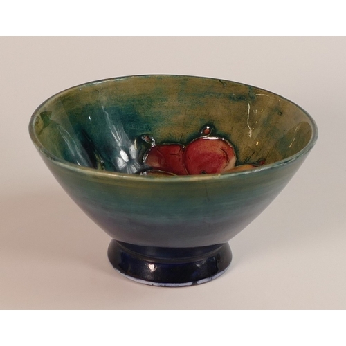 131 - Moorcroft, Small Footed Bowl in the Fresia design on Green Ground. Diameter: 10.5cm