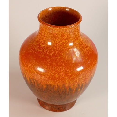 132 - Royal Lancastrian Baluster Vase with Mottled Orange and Brown Glaze. Impressed numbers to base 3013.... 