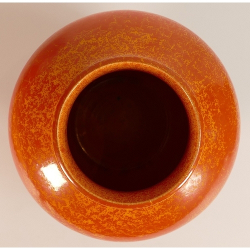 132 - Royal Lancastrian Baluster Vase with Mottled Orange and Brown Glaze. Impressed numbers to base 3013.... 