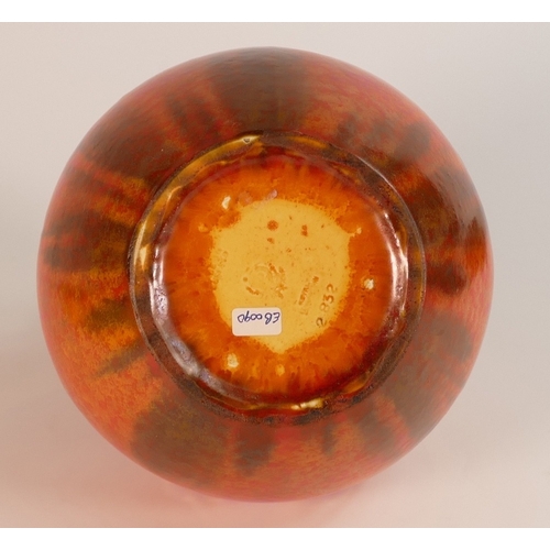 133 - Royal Lancastrian Baluster Vase with Mottled Orange and Brown Glaze. Impressed numbers to base 2832.... 