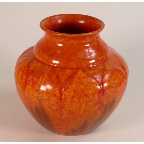 133 - Royal Lancastrian Baluster Vase with Mottled Orange and Brown Glaze. Impressed numbers to base 2832.... 