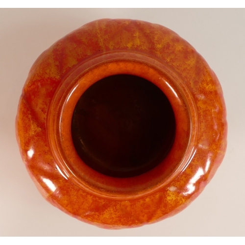 133 - Royal Lancastrian Baluster Vase with Mottled Orange and Brown Glaze. Impressed numbers to base 2832.... 