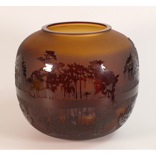 135 - Kelsey Murphy for Pilgrim, A Large Glass Cameo Vase decorated with reflected Forestscape scene. Sign... 