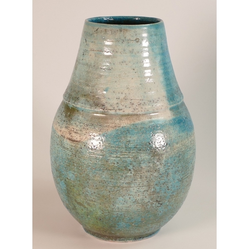 141 - Abdo Nagi, Late 20th Century Studio Pottery Vase of Ovoid Form in Mottled Blue Glaze. Impressed mono... 