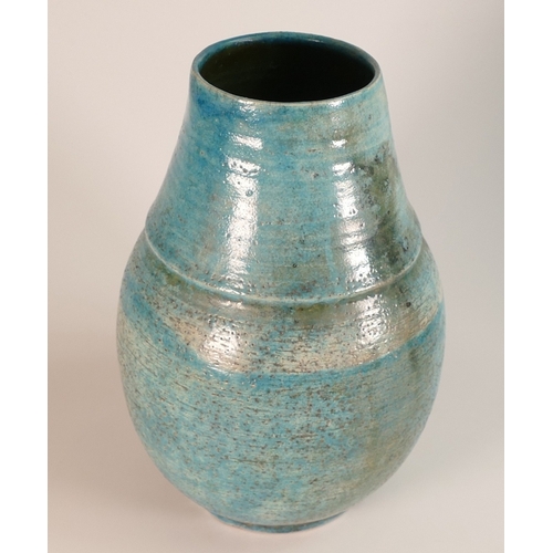 141 - Abdo Nagi, Late 20th Century Studio Pottery Vase of Ovoid Form in Mottled Blue Glaze. Impressed mono... 