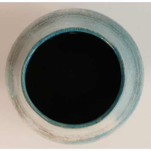 141 - Abdo Nagi, Late 20th Century Studio Pottery Vase of Ovoid Form in Mottled Blue Glaze. Impressed mono... 