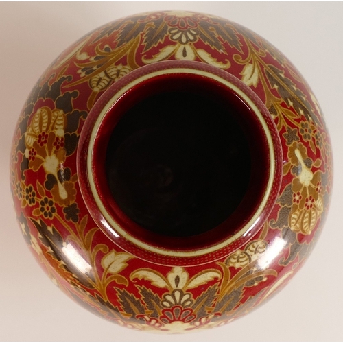 151 - Zsolnay Pecs, 19th Century Vase decorated with Persian Inspired Motifs and Palette. Height: 26cm