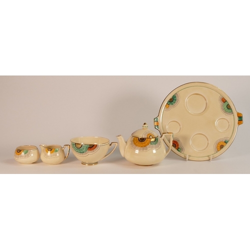 170 - Crown Devon, Art Deco Five Piece Breakfast Set in Vivid Floral Pattern