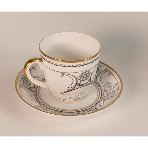 193 - John Everett for Clarice Cliff. Bizarre Ships Plate together with a John Everett Foley China Cup and... 