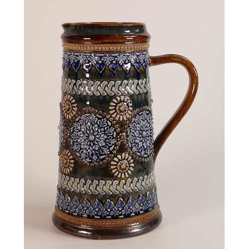 197 - Emily Welch for Doulton Lambeth, Saltglaze Stoneware Jug with geometric and floral motifs. Dated 188... 