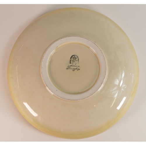 204 - Clarice Cliff for A. J. Wilkinson, Honeyglaze Rhodanthe Pattern Shallow Centre Bowl. Diameter: 32cm