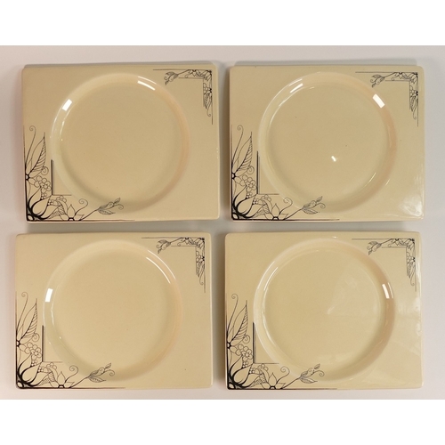 213 - Clarice Cliff for Wilkinson, Biarritz Pattern, Four Dinner Plates, Oval Platter and Six Side Plates ... 