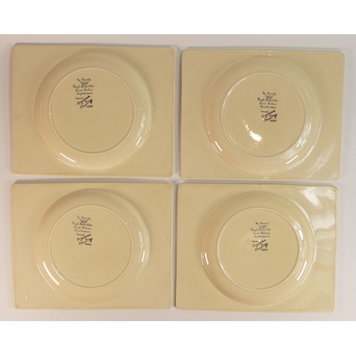 213 - Clarice Cliff for Wilkinson, Biarritz Pattern, Four Dinner Plates, Oval Platter and Six Side Plates ... 