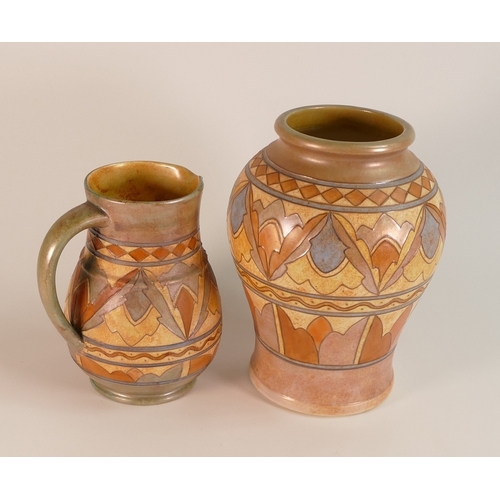 217 - Two Charlotte Rhead Arabesque Patterned Items to Include a Bursley-Ware Vase height:25cm and a Wood'... 