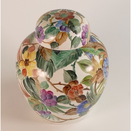 220 - Carltonware Lidded Ginger Jar decorated with handpainted floral patterns. Height: 26cm