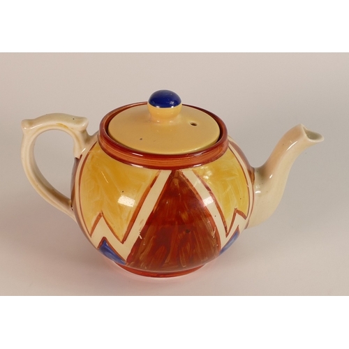 223 - Clarice Cliff for Newport Pottery, Geometric Pattern Small Teapot. Incorrect lid paired with teapot.... 