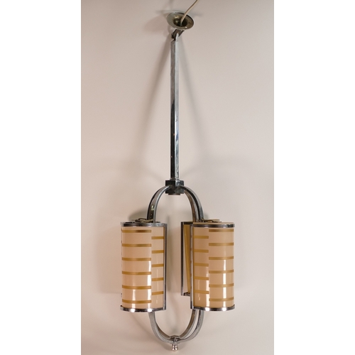 225 - Lighting, Five Art Deco Ceiling and Wall Lights to include a Modernist Four Branch Ceiling Light wit... 