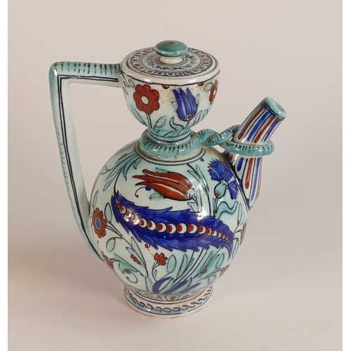 229 - Cantagalli Pottery of Italy, Faience Jug with Persian Influenced Patterns. Height: 18cm