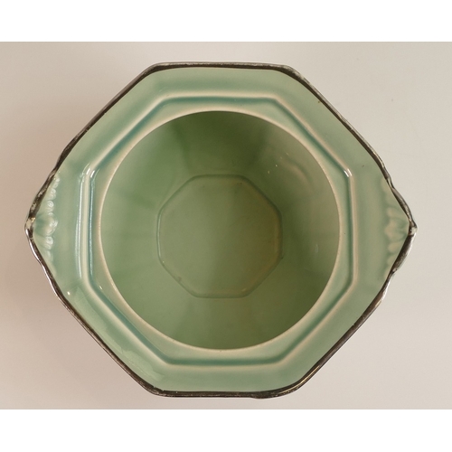 232 - Clarice Cliff for Wilkinson, Ernest Proctor Lustre Plate together with a Lidded Pot, missing lid. (2... 