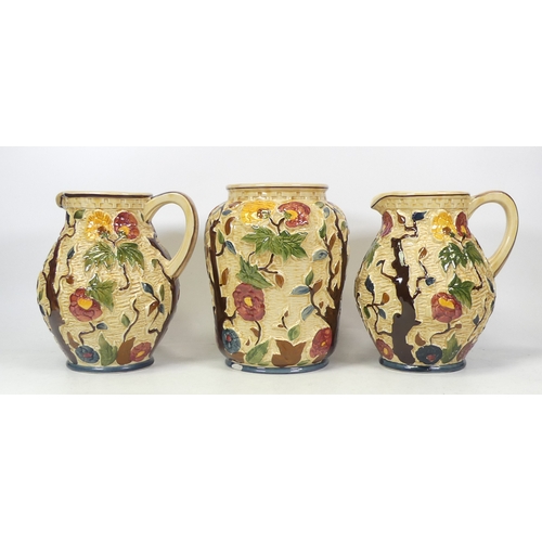 426 - H. J. Wood Staffordshire Hand Painted 'Indian Tree' Design. Two Jugs 585 Height:20cm and A Vase 573 ... 