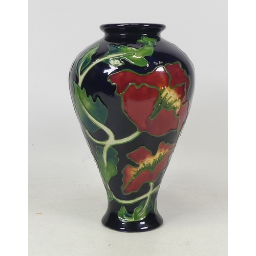 430 - Country Craft Collection Tubelined Decorated, Poppies Vase By Anne Rowe Height 20cm