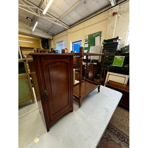 676 - 2 Items of Oak Furniture to include 1 Pot Cupboard H75cm and a Tea Trolley H82cm