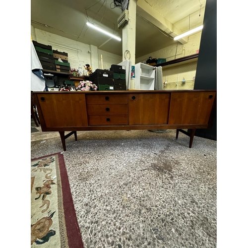 680 - Elliots of Newbury Mid Century Long Teak Sideboard with sliding doors - H7u8cm W220cm