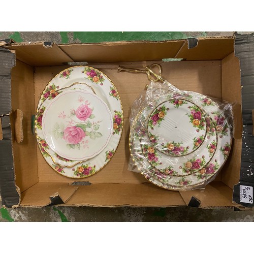 567A - A Large Collection of Royal Albert old Country Roses Pattern Tea and Dinnerware to include two small... 