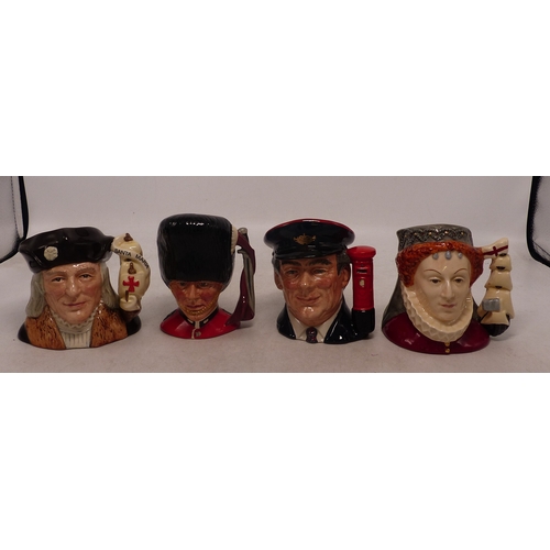 253A - 4 Small Royal Doulton Character Jugs to include Christopher Columbus D6911, The Guardian D6771, Quee... 