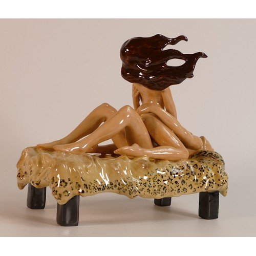 41 - Peggy Davies Kevin Francis, limited edition figure 'The Lovers' 5/5 with Leopard Print bedsheets.