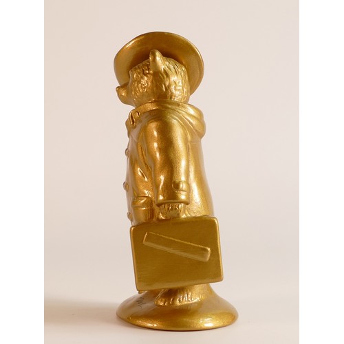 49 - Wade limited edition Kate Moss signed Paddington Bear - miniature trial piece gold colourway. Height... 