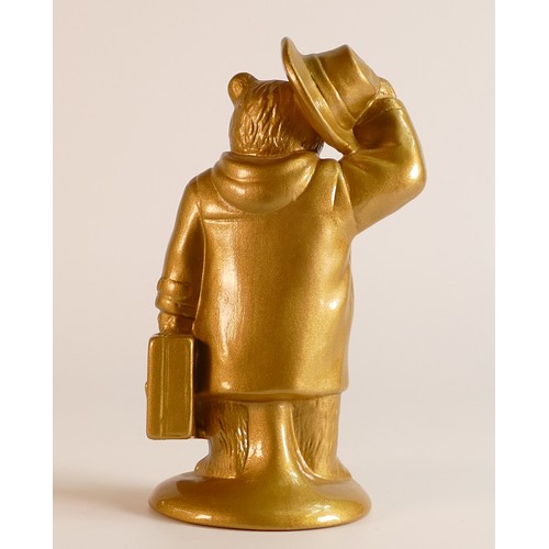 49 - Wade limited edition Kate Moss signed Paddington Bear - miniature trial piece gold colourway. Height... 