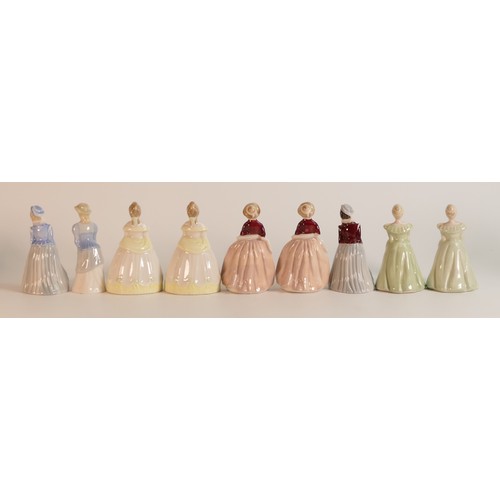 51 - Nine unpainted Wade Fair Lady figures. All in glazed colours with undecorated features. All without ... 