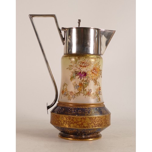 55 - Carlton Blush ware metal mounted claret jug in the Chrysanthemum pattern, by Wiltshaw & Robinson, c1... 